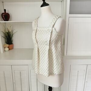 See by Chloe Textured Metallic Gold Tweed Check Tank Top Size XS